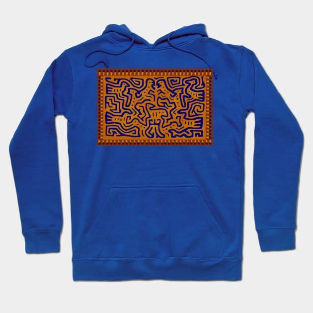 Kuna Shaman Spirits - Orange Blue Rust Hoodie by Esprit-Mystique